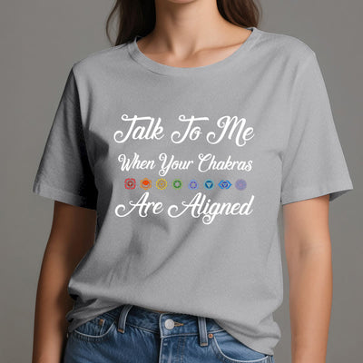 Olivenorma Yoga-T-Shirt „Sprich mit mir, wenn deine Chakren ausgerichtet sind“