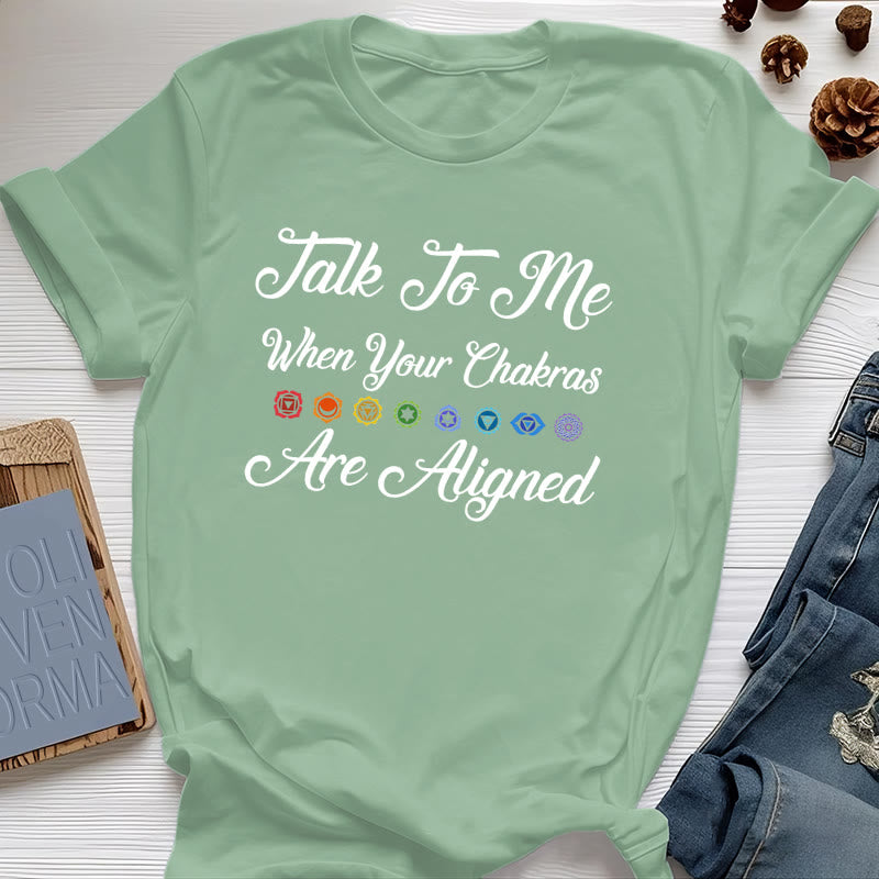 Olivenorma Yoga-T-Shirt „Sprich mit mir, wenn deine Chakren ausgerichtet sind“
