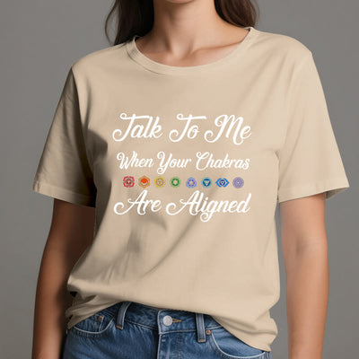 Olivenorma Yoga-T-Shirt „Sprich mit mir, wenn deine Chakren ausgerichtet sind“