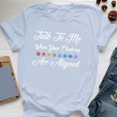 Olivenorma Yoga-T-Shirt „Sprich mit mir, wenn deine Chakren ausgerichtet sind“