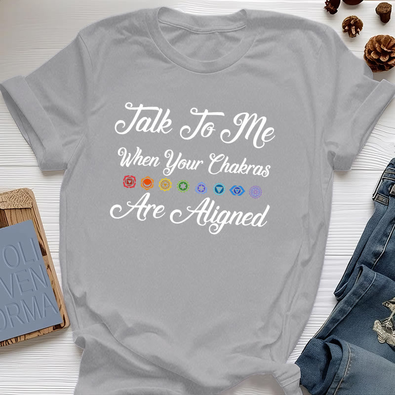 Olivenorma Yoga-T-Shirt „Sprich mit mir, wenn deine Chakren ausgerichtet sind“