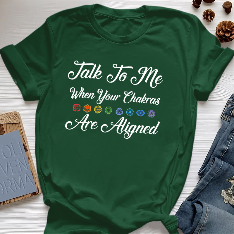 Olivenorma Yoga-T-Shirt „Sprich mit mir, wenn deine Chakren ausgerichtet sind“