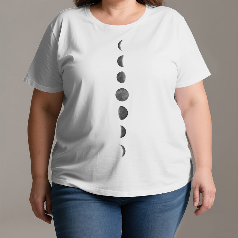 Olivenorma Yoga-Meditations-T-Shirt mit Mondphasen-Print