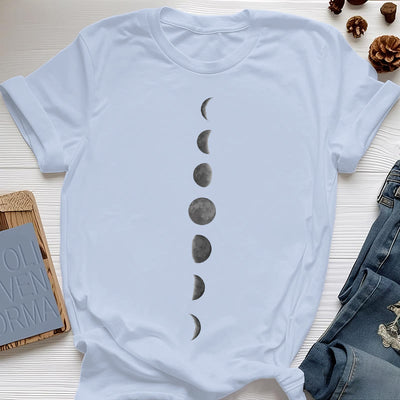 Olivenorma Yoga-Meditations-T-Shirt mit Mondphasen-Print