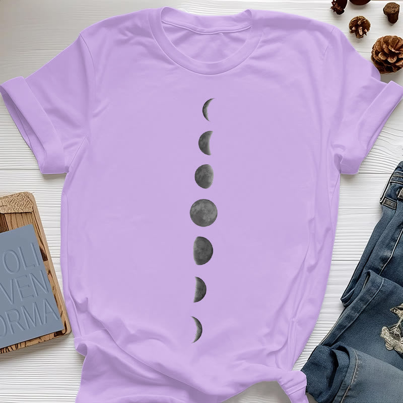 Olivenorma Yoga-Meditations-T-Shirt mit Mondphasen-Print