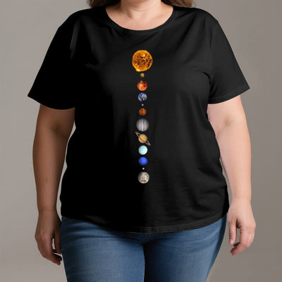 Olivenorma – T-Shirt mit Sonnensystem-Galaxien-Print