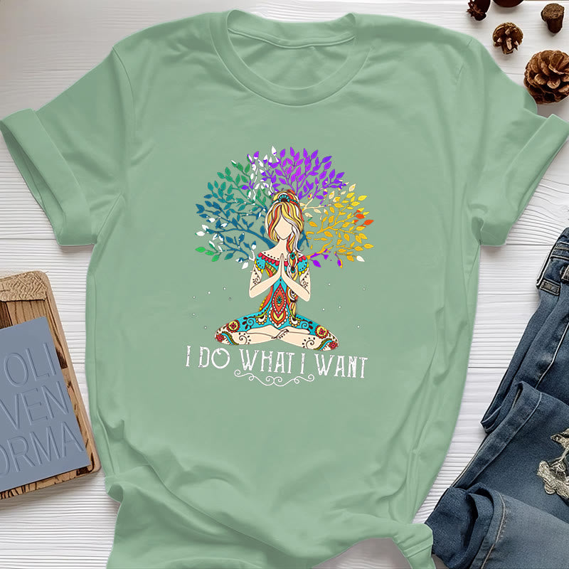 Olivenorma Yoga-Meditation-T-Shirt „Ich tue, was ich will“