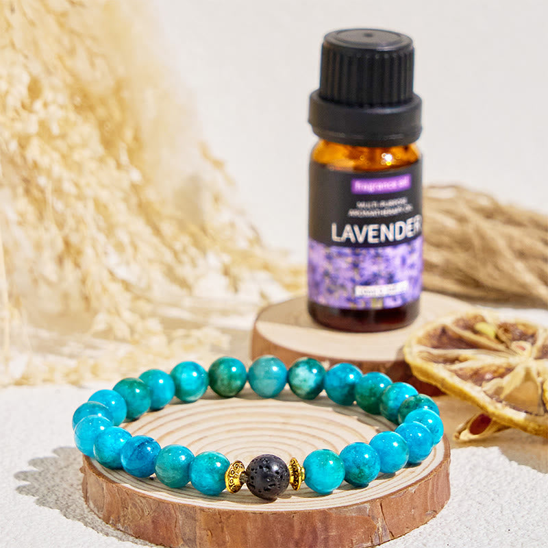 Olivenorma „Balmaara Essence“ Ätherisches Ölarmband aus blauem Apatit für das Halschakra - image 3