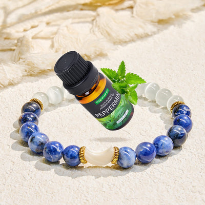 Olivenorma „Moon & Tide“ Balance Emotions Halbmond-Armband mit ätherischen Ölen - Armband + ätherisches Pfefferminzöl - image 1