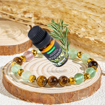 Olivenorma „Forest Breeze“ Fluorit-Armband mit ätherischen Ölen für emotionale Balance - Armband + ätherisches Rosmarinöl - image 1