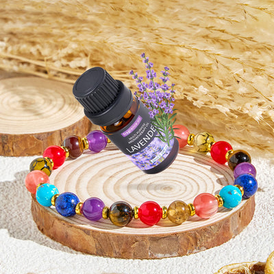 Olivenorma „Nature's Palette“ Positives Edelstein-Armband mit ätherischen Ölen - Armband + ätherisches Lavendelöl - image 1