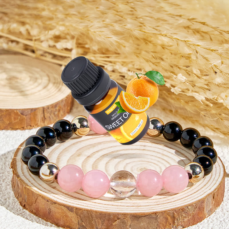 Olivenorma „Rosé & Nacht“ Liebes- und Schutzarmband mit ätherischen Ölen - Armband + ätherisches Süßorangenöl - image 1