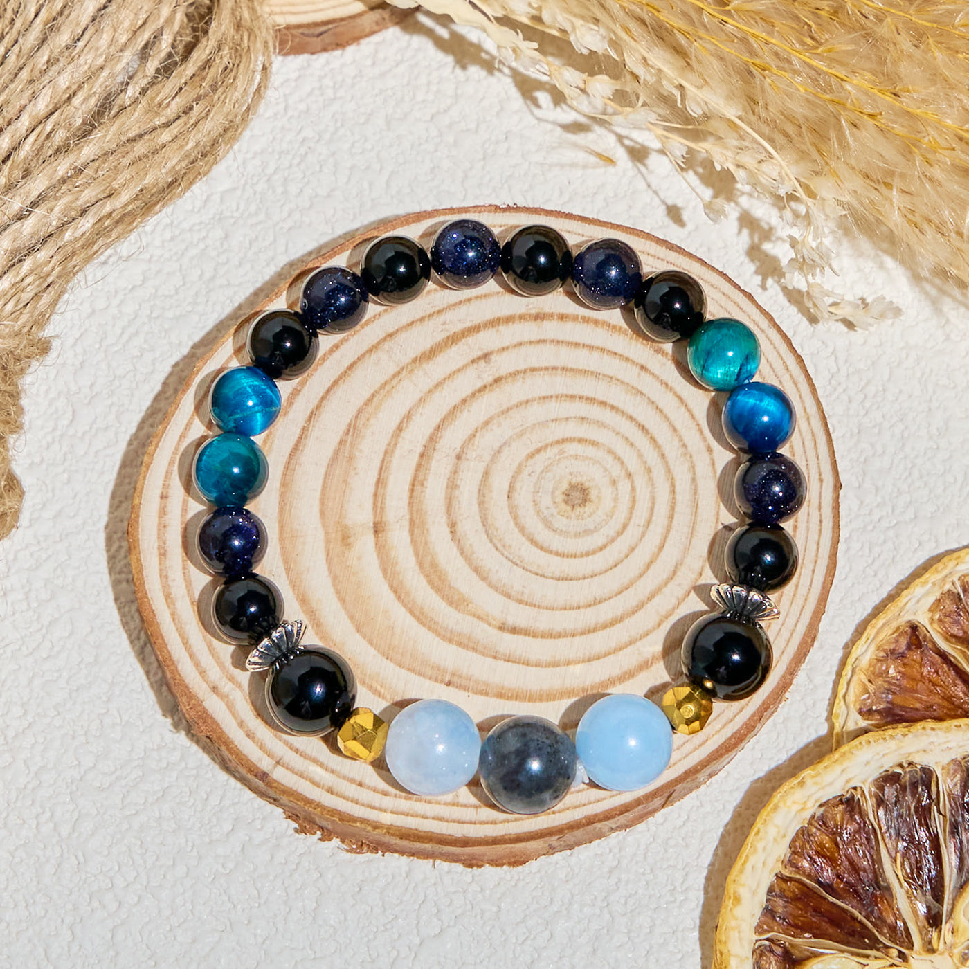 Olivenorma „Mitternachtshimmel“ Obsidian-Heilarmband mit ätherischen Ölen - image 7