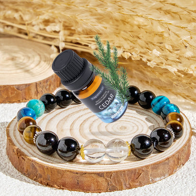 Olivenorma „Deep Palette“ Armband mit reinigendem ätherischem Öl aus klarem Hämatitkristall - Armband + ätherisches Zedernöl - image 1