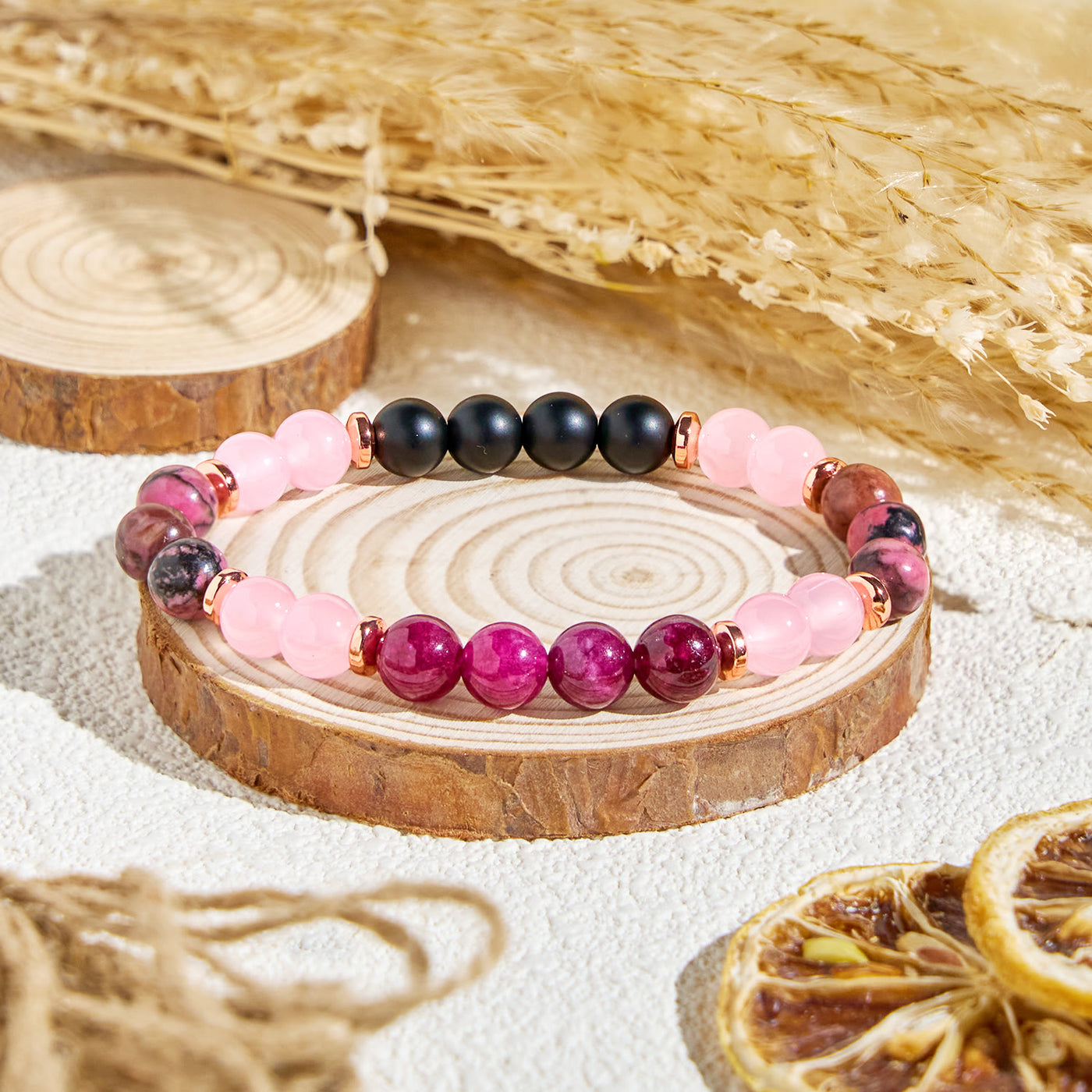 Olivenorma „Woodland Bloom“ Rosenquarz-Armband mit ätherischen Ölen - Nur Armband - image 5