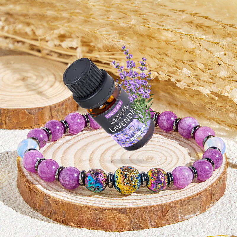 Olivenorma „Purple Nova“ Amethyst Energiereinigungsarmband mit ätherischen Ölen - Armband + ätherisches Lavendelöl - image 1