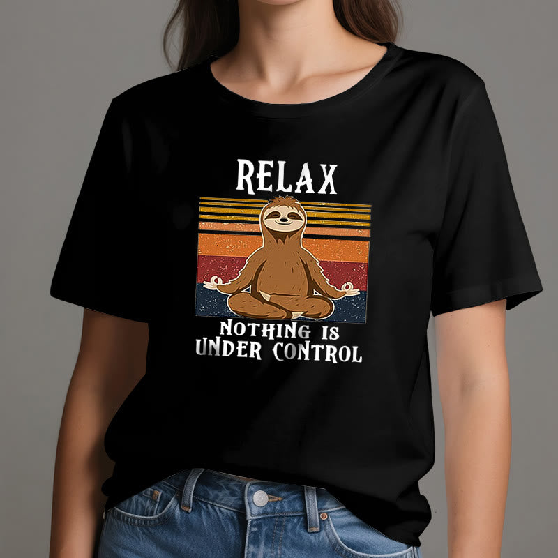 Olivenorma – Entspanntes Retro-Baumwoll-T-Shirt mit Faultier-Motiv