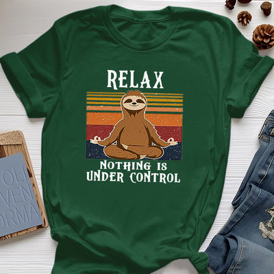 Olivenorma – Entspanntes Retro-Baumwoll-T-Shirt mit Faultier-Motiv