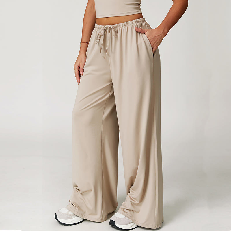 Olivenorma Lockere Hose mit weitem Bein und Kordelzug