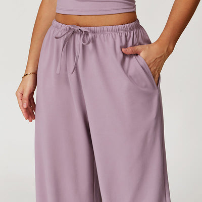 Olivenorma Lockere Hose mit weitem Bein und Kordelzug