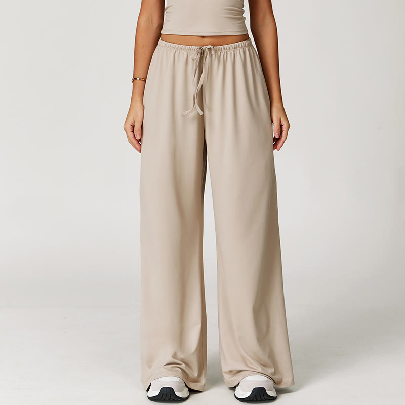 Olivenorma Lockere Hose mit weitem Bein und Kordelzug
