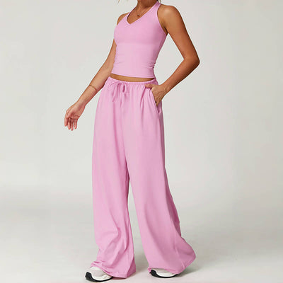 Olivenorma Lockere Hose mit weitem Bein und Kordelzug