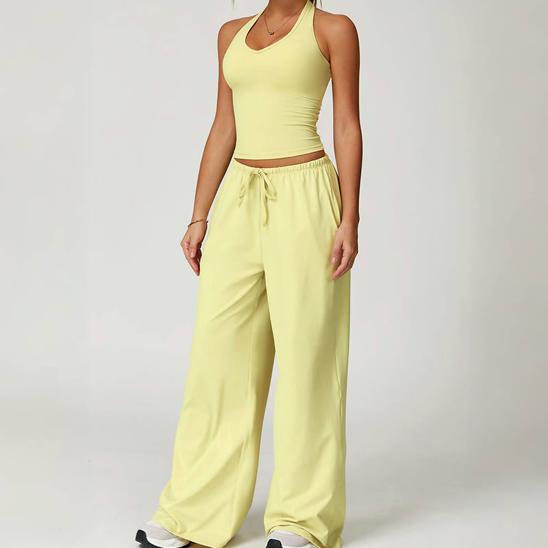 Olivenorma Lockere Hose mit weitem Bein und Kordelzug
