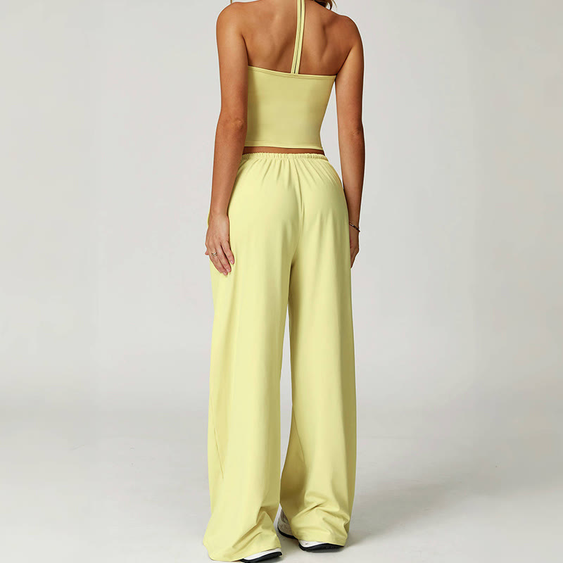Olivenorma Lockere Hose mit weitem Bein und Kordelzug