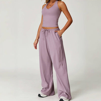 Olivenorma Lockere Hose mit weitem Bein und Kordelzug
