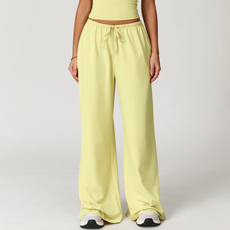 Olivenorma Lockere Hose mit weitem Bein und Kordelzug