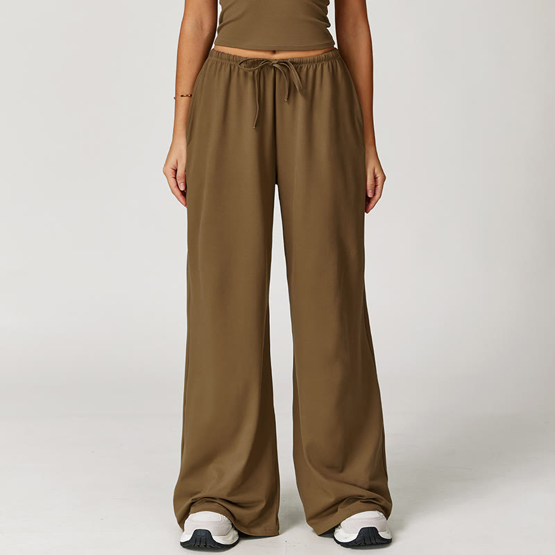 Olivenorma Lockere Hose mit weitem Bein und Kordelzug