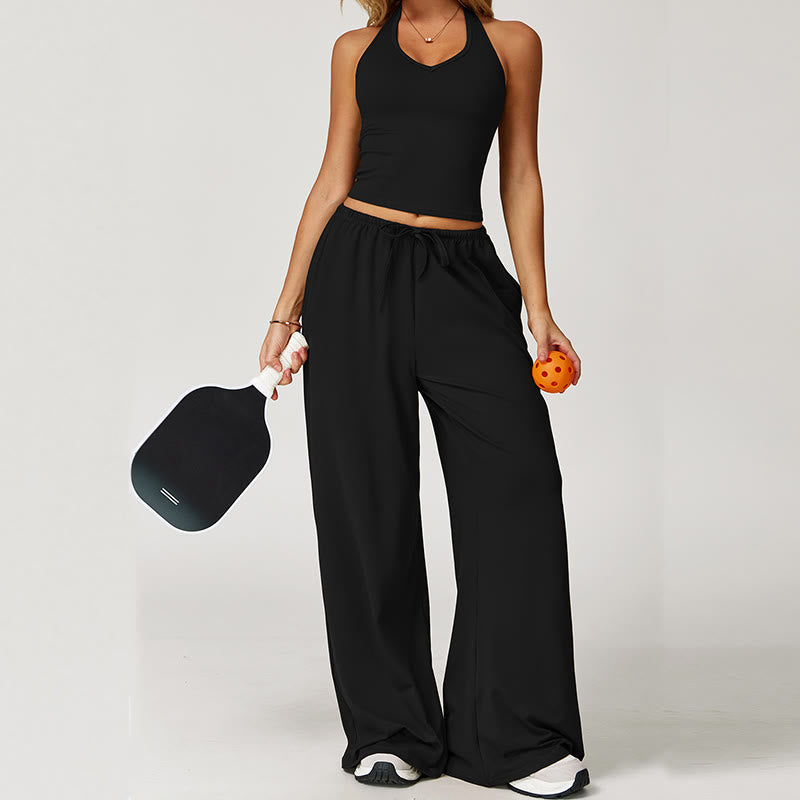 Olivenorma Lockere Hose mit weitem Bein und Kordelzug