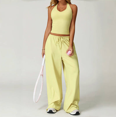 Olivenorma Lockere Hose mit weitem Bein und Kordelzug