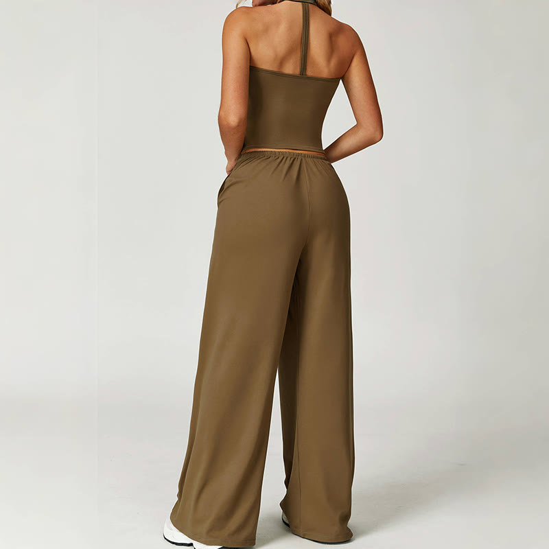 Olivenorma Lockere Hose mit weitem Bein und Kordelzug