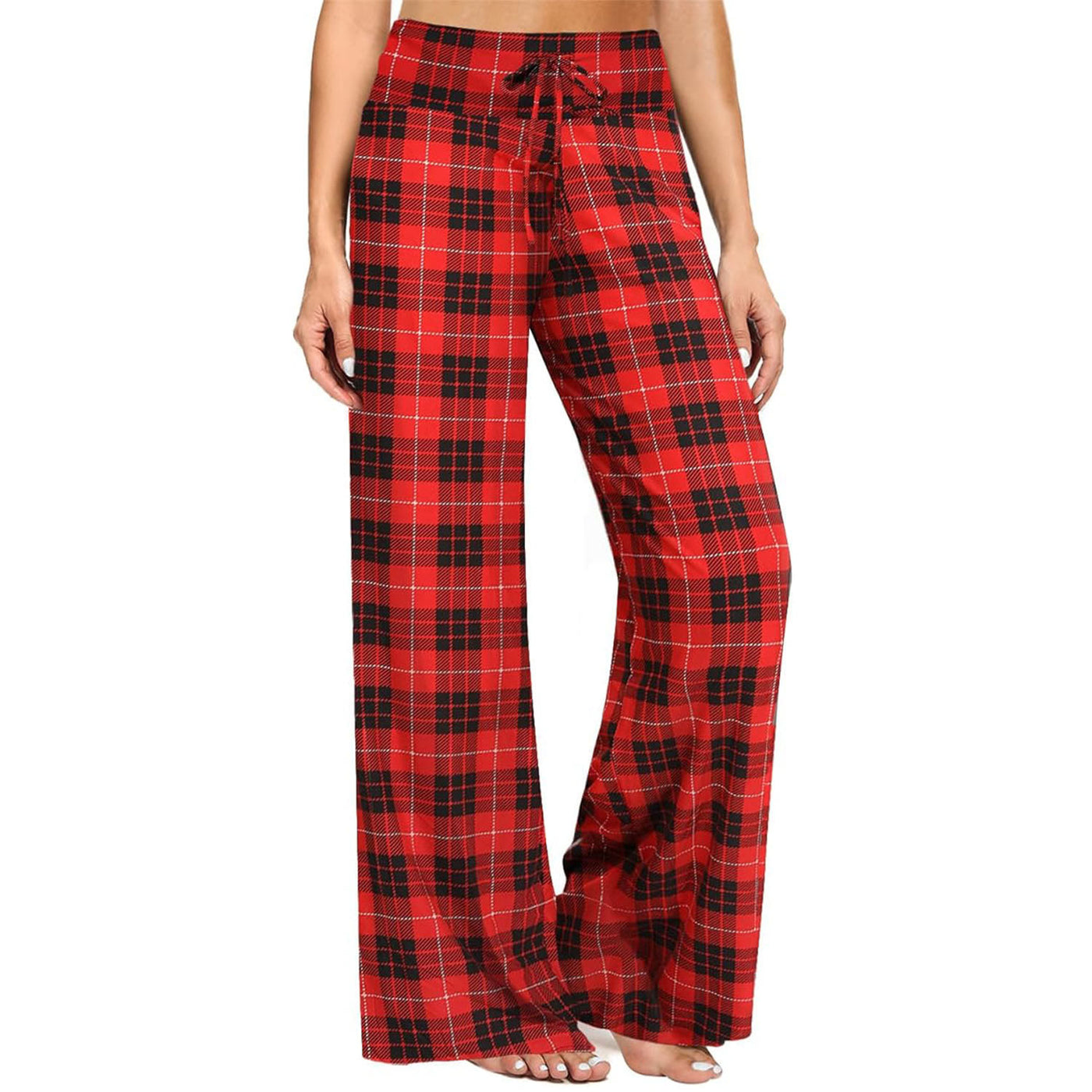 Olivenorma Damen-Pyjamahose, weiche, bequeme Loungehose - Rot und Schwarz kariert - XXL - image 14