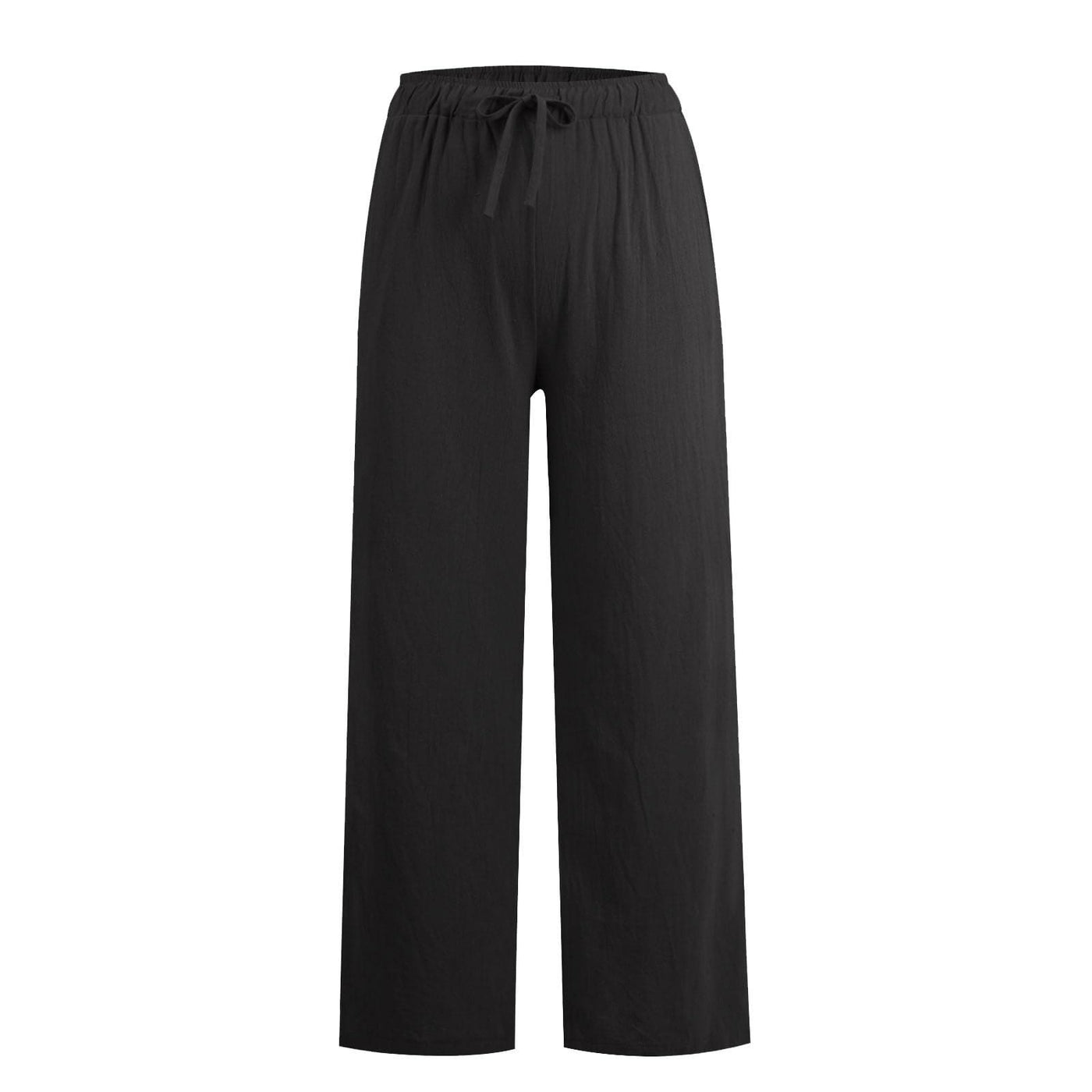 Olivenorma Damenhose aus Baumwollleinen mit weitem Bein