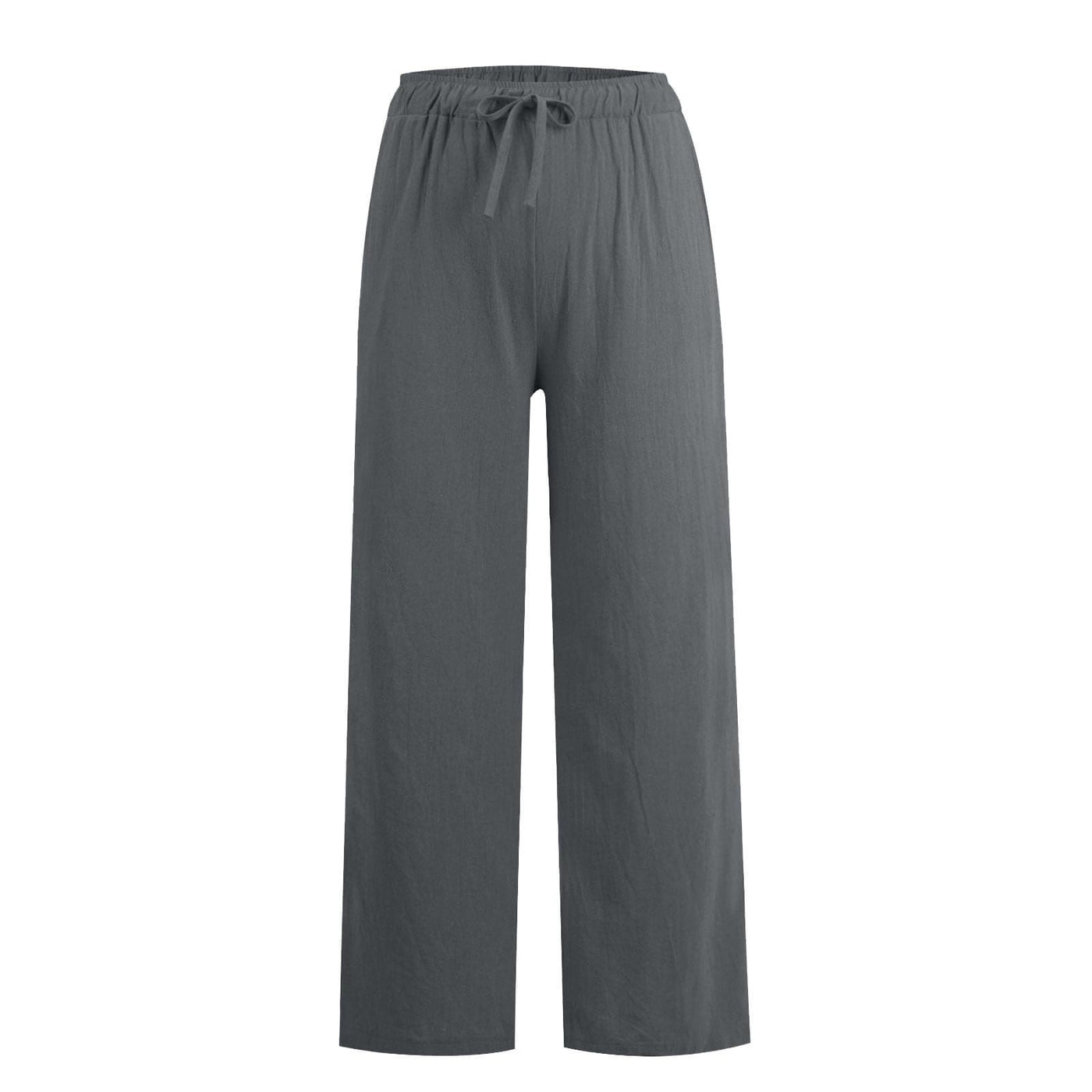 Olivenorma Damenhose aus Baumwollleinen mit weitem Bein