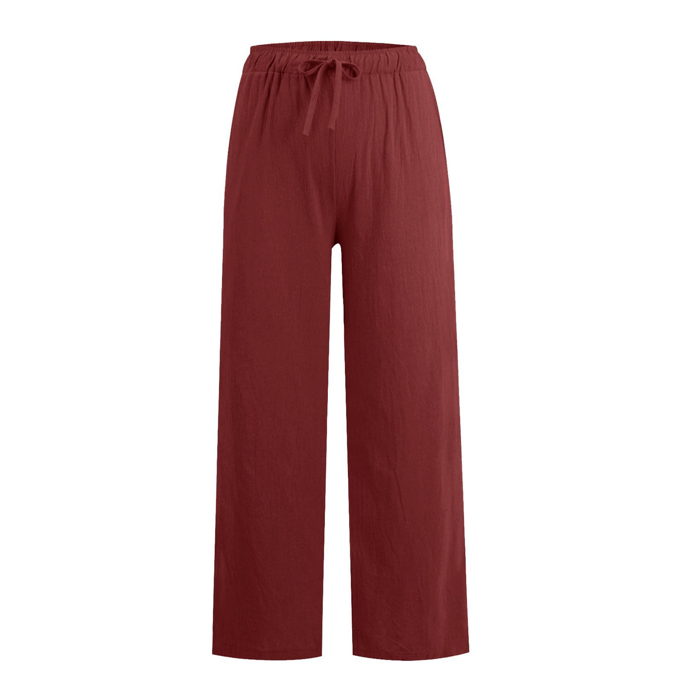 Olivenorma Damenhose aus Baumwollleinen mit weitem Bein