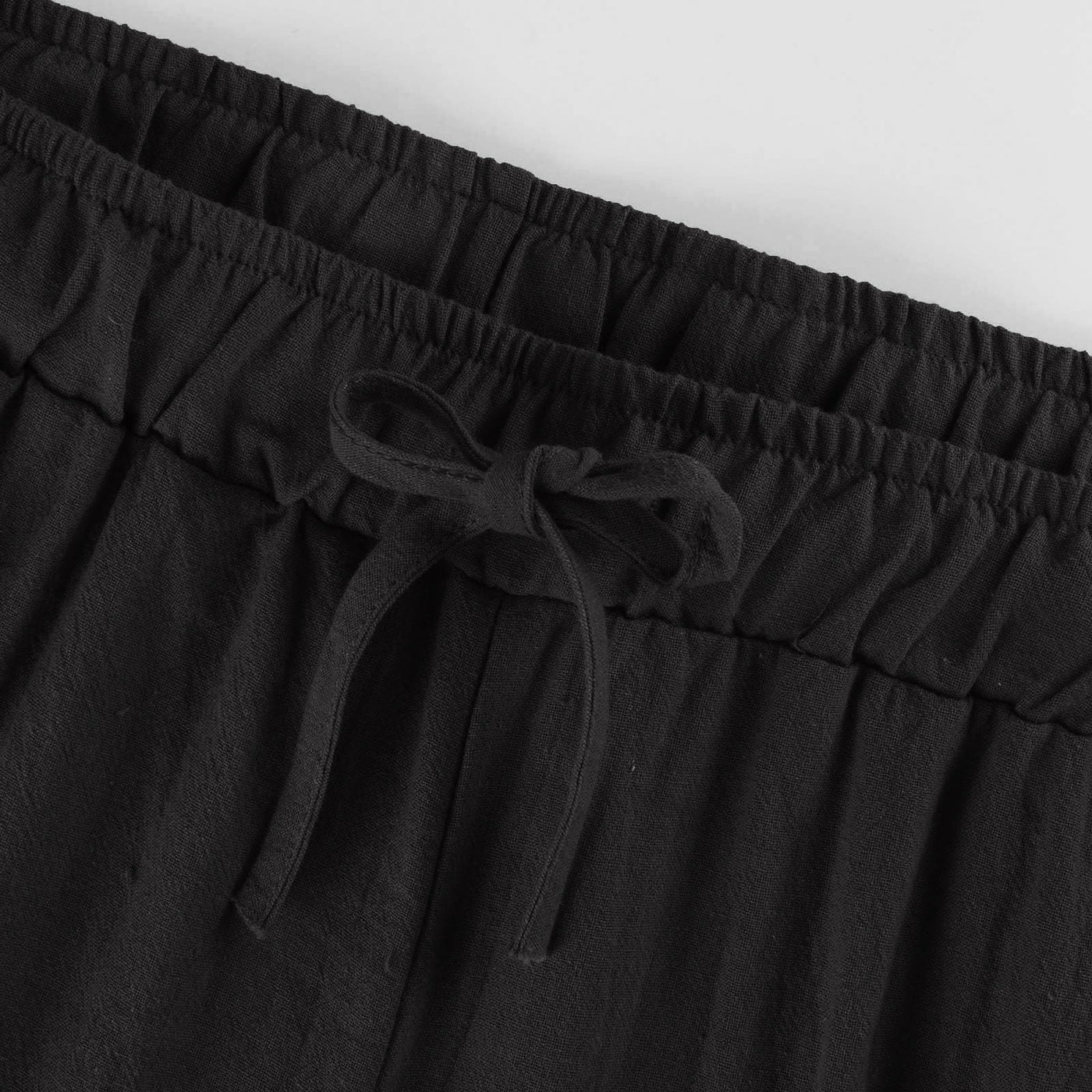 Olivenorma Damenhose aus Baumwollleinen mit weitem Bein