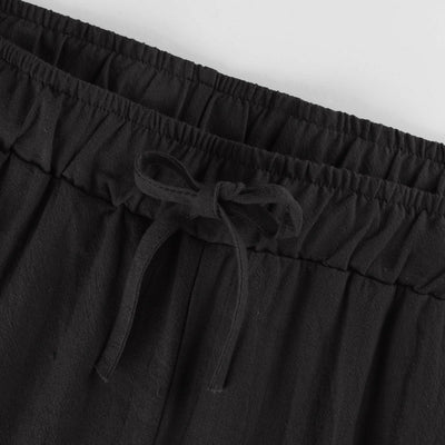 Olivenorma Damenhose aus Baumwollleinen mit weitem Bein