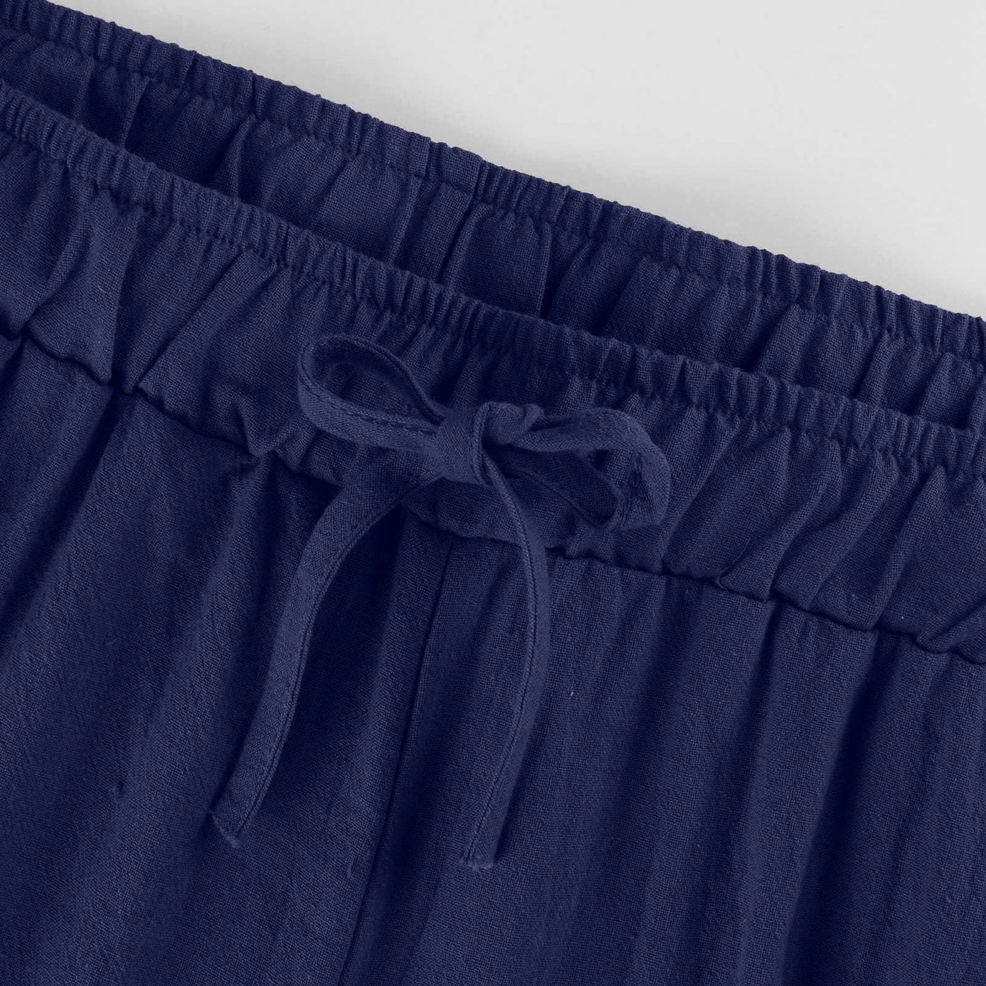 Olivenorma Damenhose aus Baumwollleinen mit weitem Bein