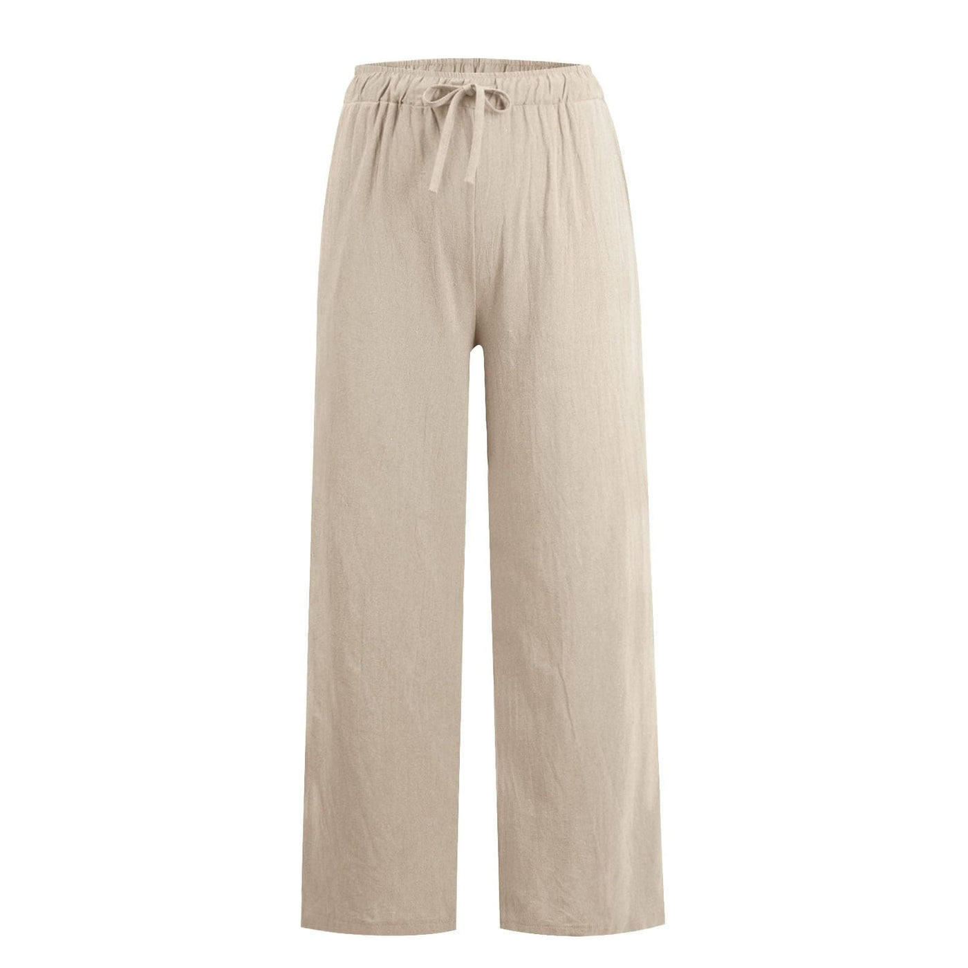 Olivenorma Damenhose aus Baumwollleinen mit weitem Bein