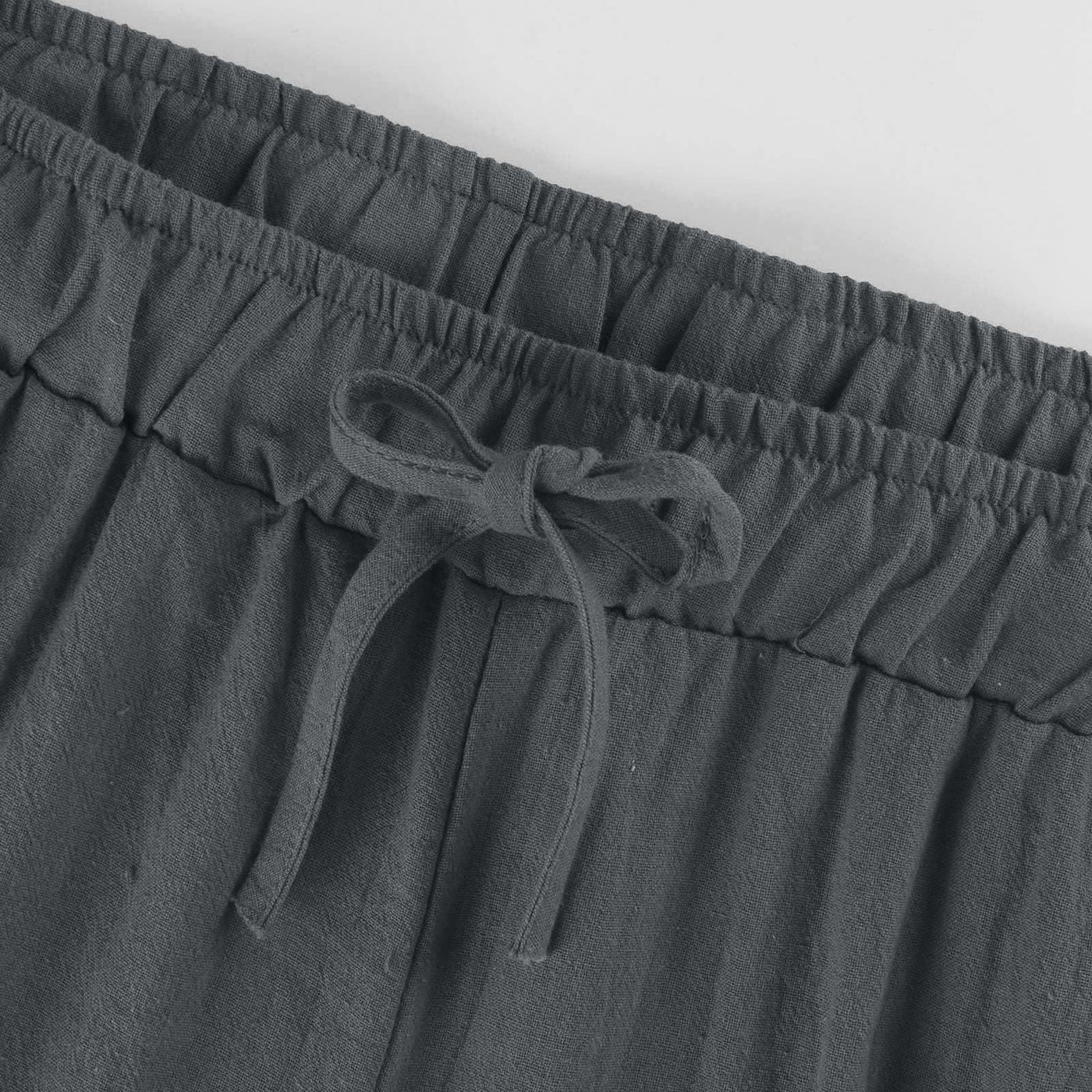 Olivenorma Damenhose aus Baumwollleinen mit weitem Bein