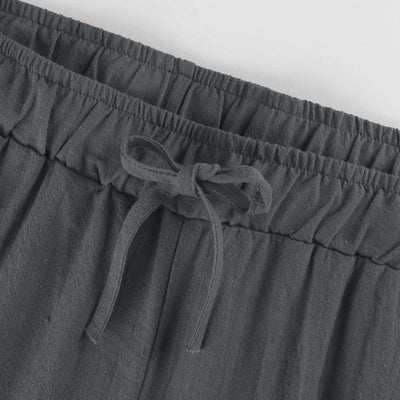 Olivenorma Damenhose aus Baumwollleinen mit weitem Bein