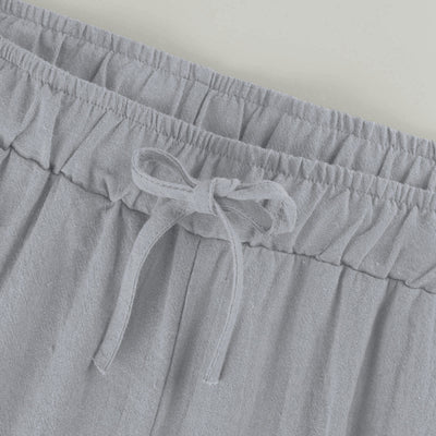 Olivenorma Damenhose aus Baumwollleinen mit weitem Bein