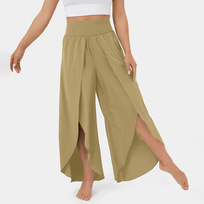 Olivenorma Damen-Yogahose mit lockerer Passform und Schlitz, Stretch