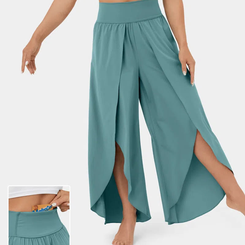 Olivenorma Damen-Yogahose mit lockerer Passform und Schlitz, Stretch