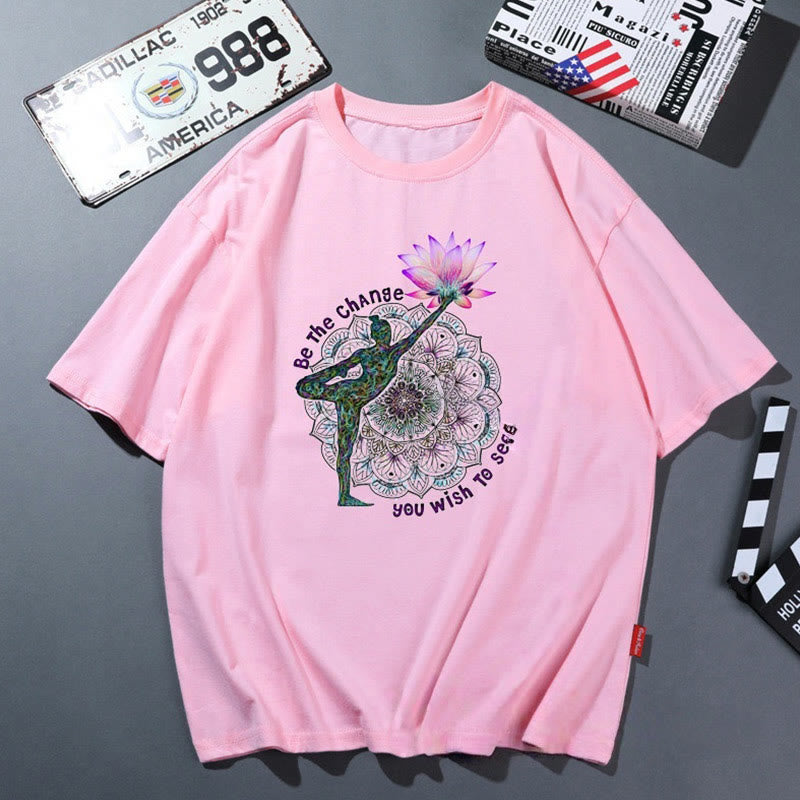 Olivenorma Rosa Yoga Atmungsaktives Bequemes T-Shirt