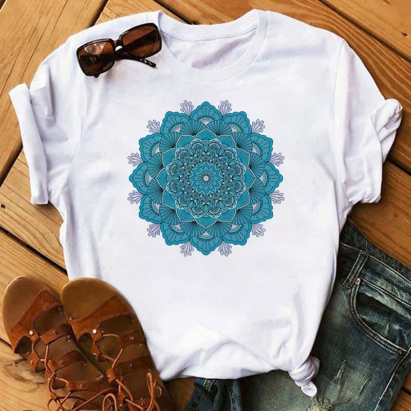 Olivenorma – Weißes T-Shirt aus Baumwolle mit buntem geometrischem Print