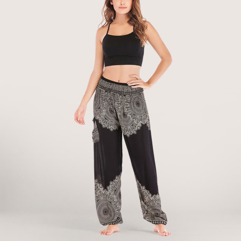 Olivenorma Boho Yoga-Loungehose mit Bündchen